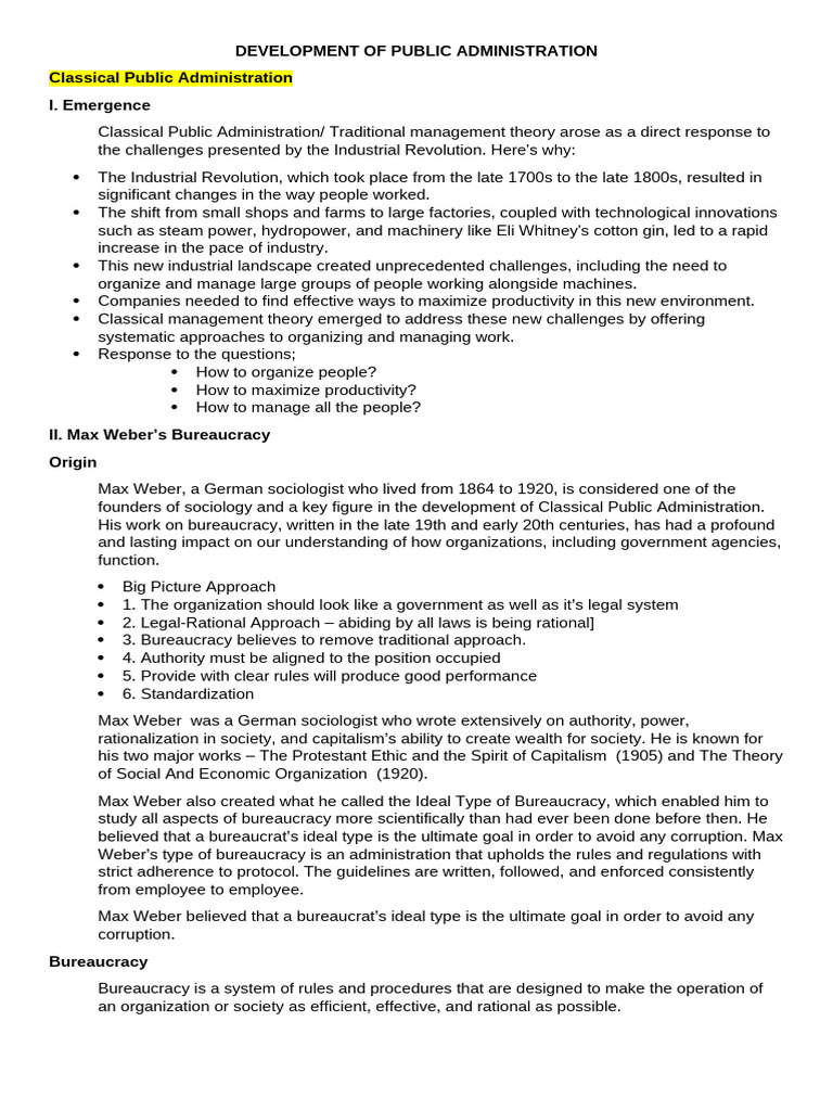 Development Of Public Administration Pdf Bureaucracy Public