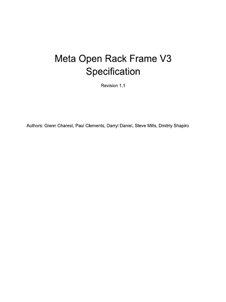 Meta Open Rack Frame V3 Specification Revision 1.1-Open Rack Version ...