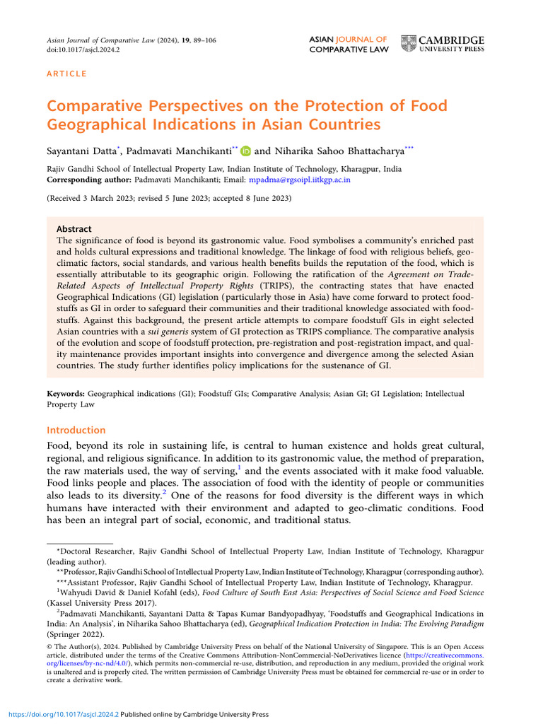 Asian Food GI Protection Analysis | PDF | Trips Agreement | World Trade ...