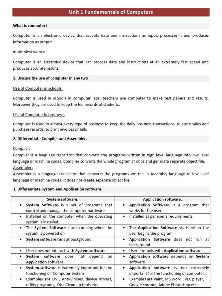 Unit - 1 | PDF | Microcomputers | Printer (Computing)
