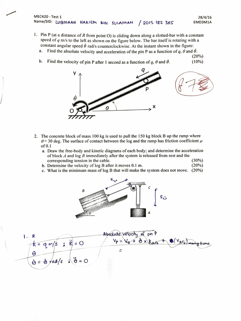 MEC420 2017 - 4 Test 1, Luqmaan Hakiem Bin Sulaiman | PDF