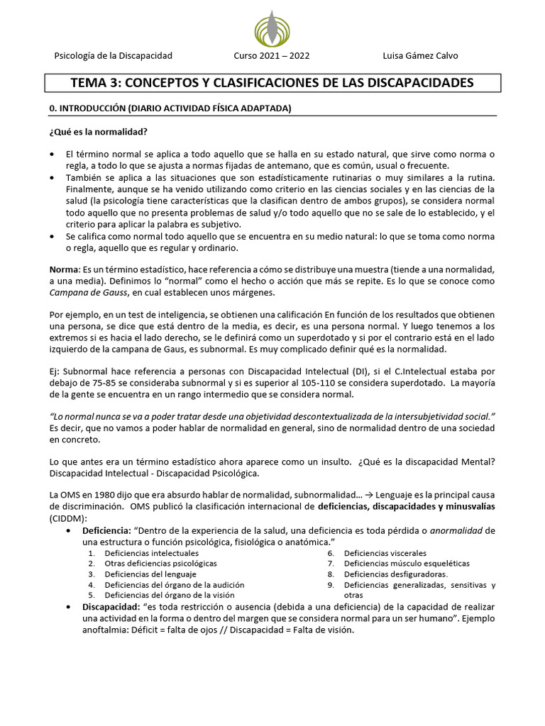 Clasificación de Discapacidades y Deficiencias | PDF | Invalidez ...