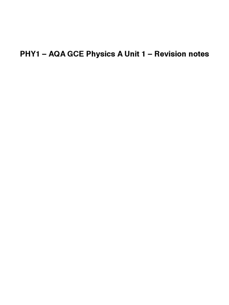 AQA AS Physics Unit 1 Revision Notes | PDF | Quark | Hadron
