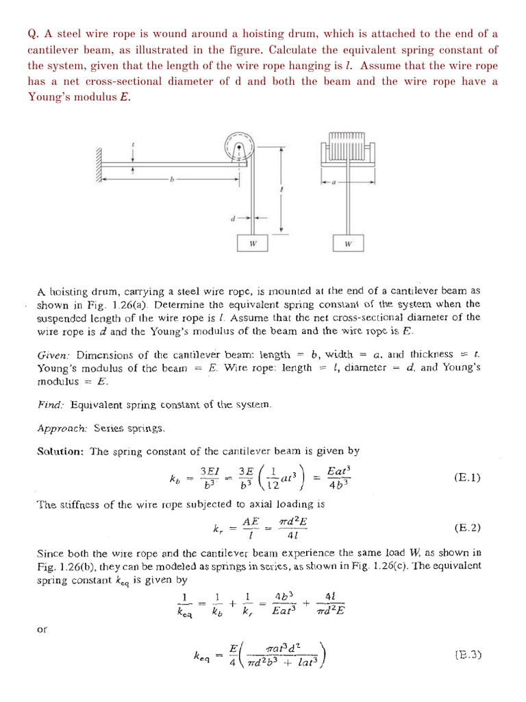 Spring Constants and Vibrations in Beams | PDF