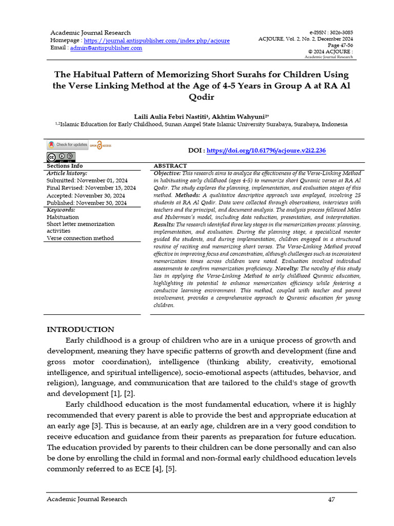 ACJOURE_Laili+Aulia_The+Habitual+Pattern+of+Memorizing+Short+Surahs+for ...