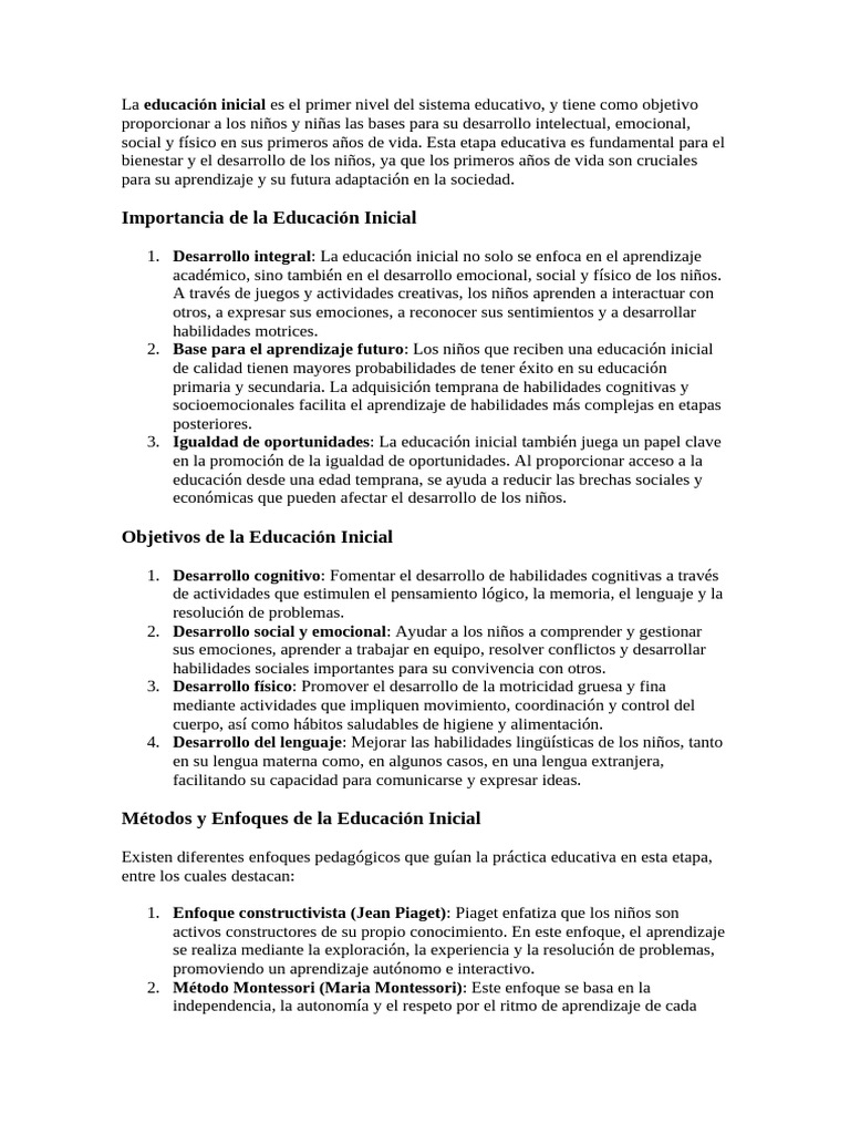 Educacion Inicial | PDF | Educación de la primera infancia | Las emociones