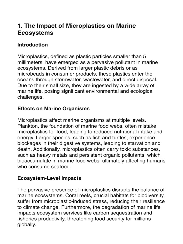 Microplastics' Threat to Marine Life | PDF