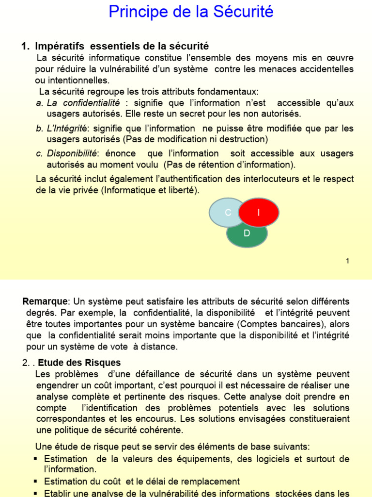 Principes et Politique de Sécurité Informatique | PDF | Sécurité ...