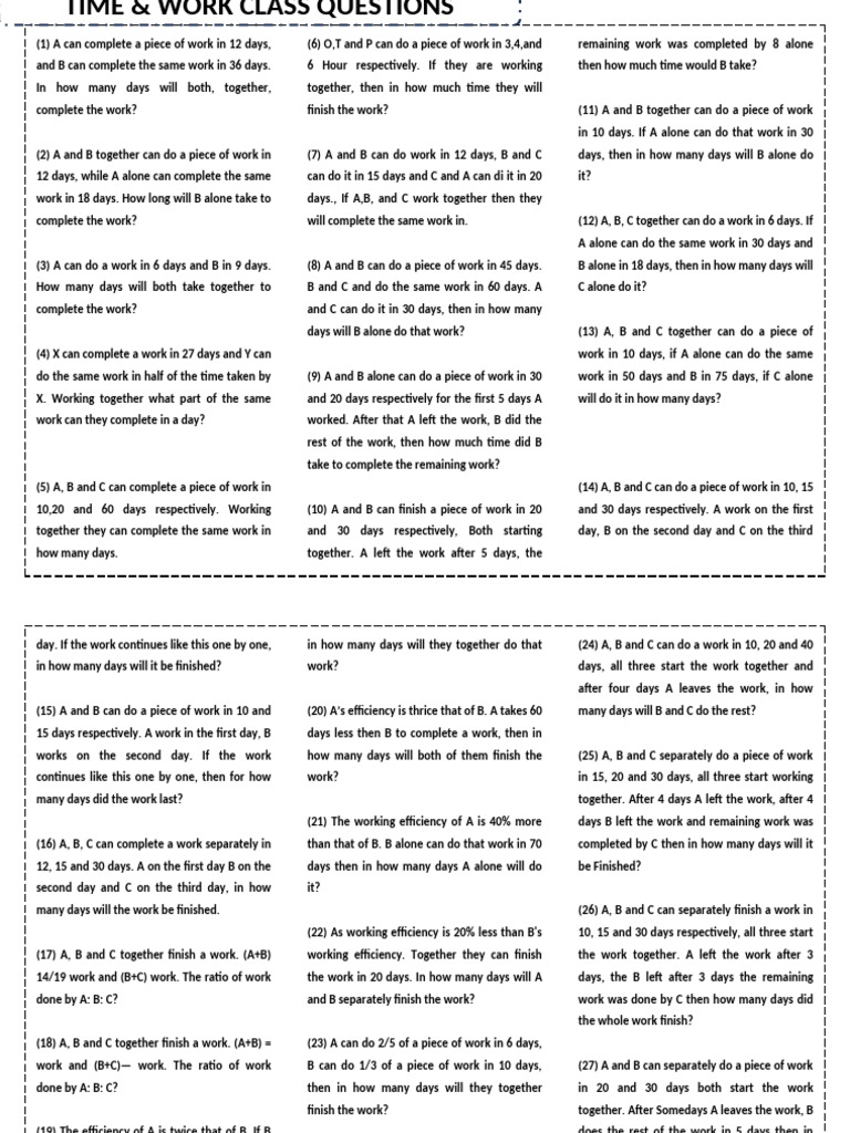 Time Work Questions