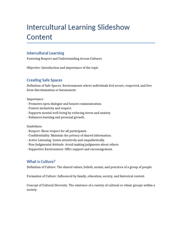 Intercultural Learning and Respect Guide | PDF | Communication ...