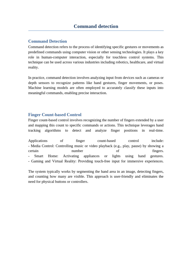 Command Detection Project Report | PDF | Virtual Reality | Robotics