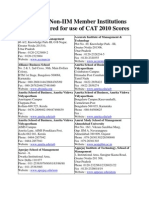Following Non-IIM Member Institutions for CAT 2010 Scores