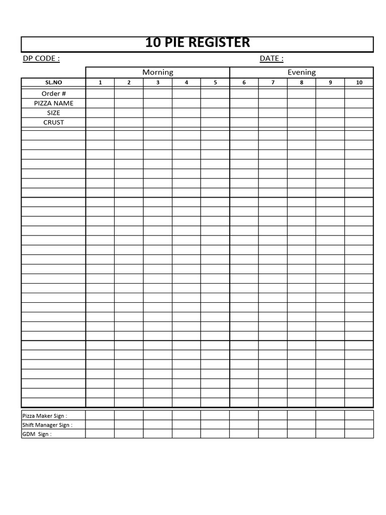 10 Pie Register | PDF