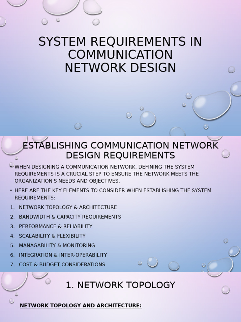 Slide 8 - System Requirements in Communication Network Design | PDF ...