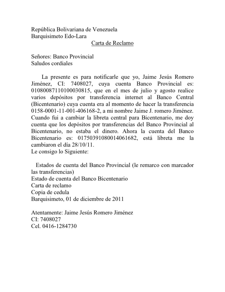 Modelo De Carta Para Cancelar Credito Al Banco - dinero 