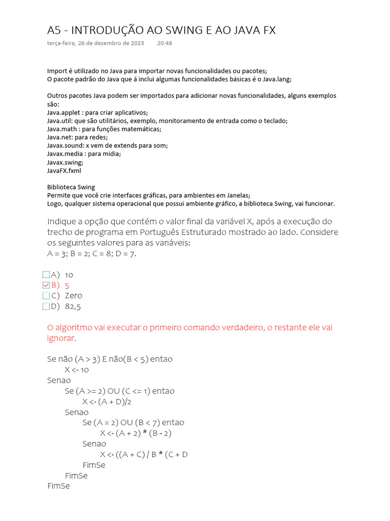 Importação de Pacotes e Swing em Java | PDF