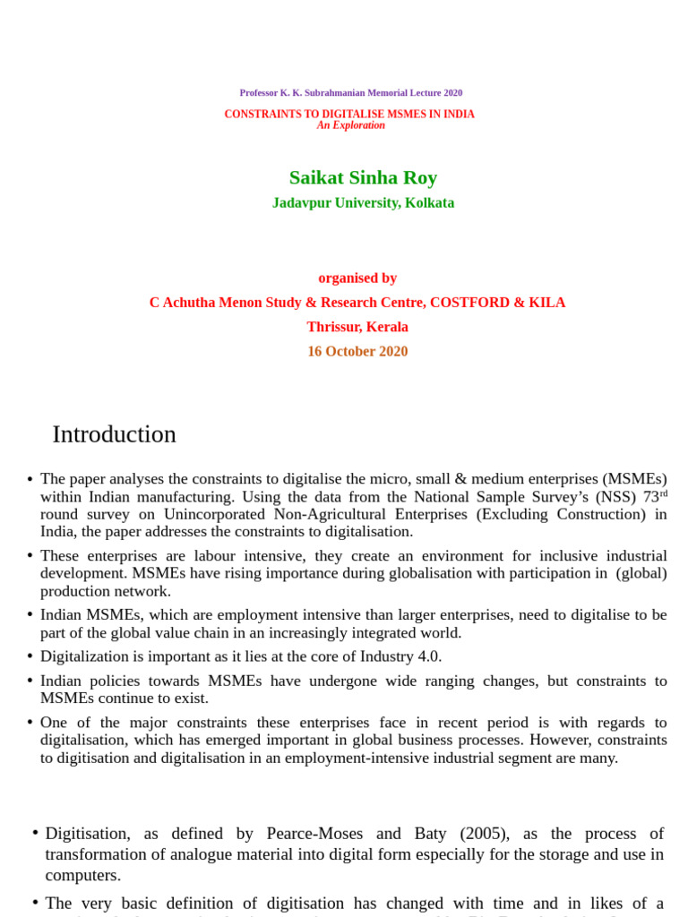 Constraints to Digitalising MSMEs in India | PDF | Small And Medium ...