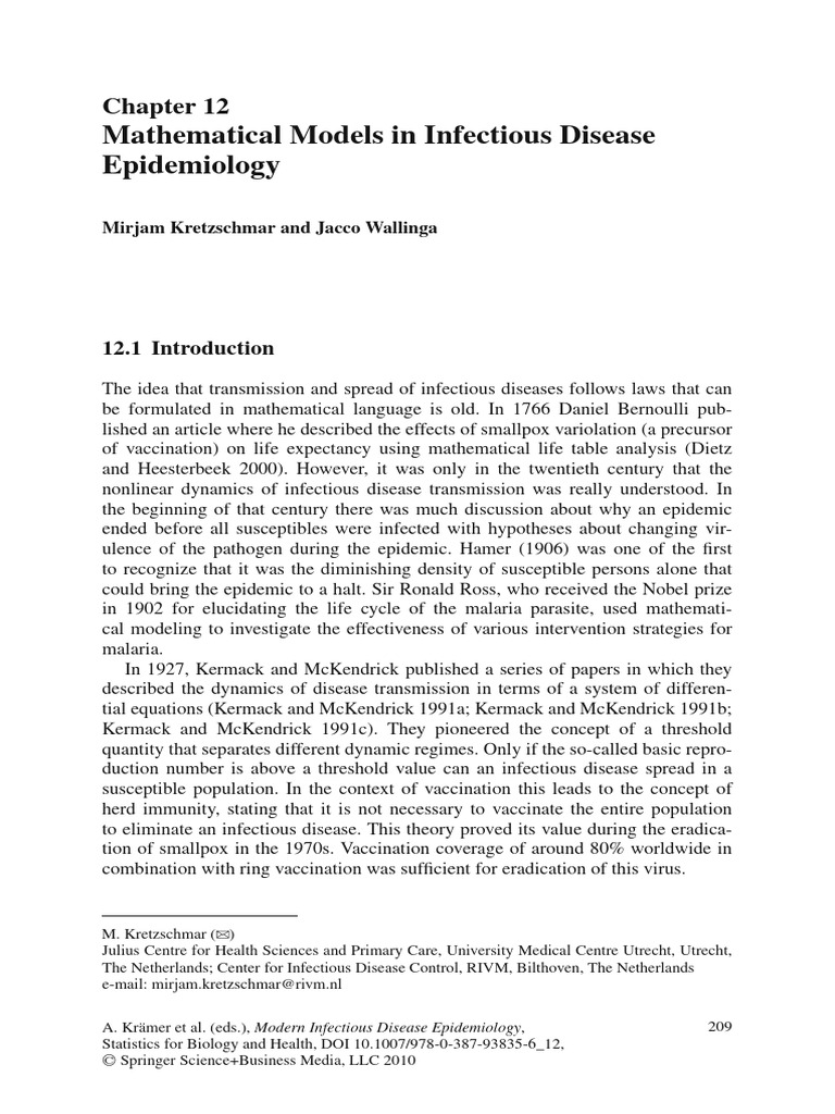 Mathematical Models in Disease Epidemiology | PDF | Infection | Vaccination