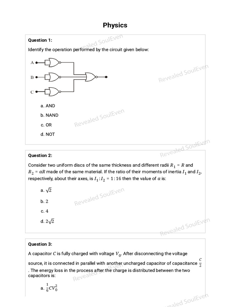 Physics Test 6 Pdf Capacitor Diffraction