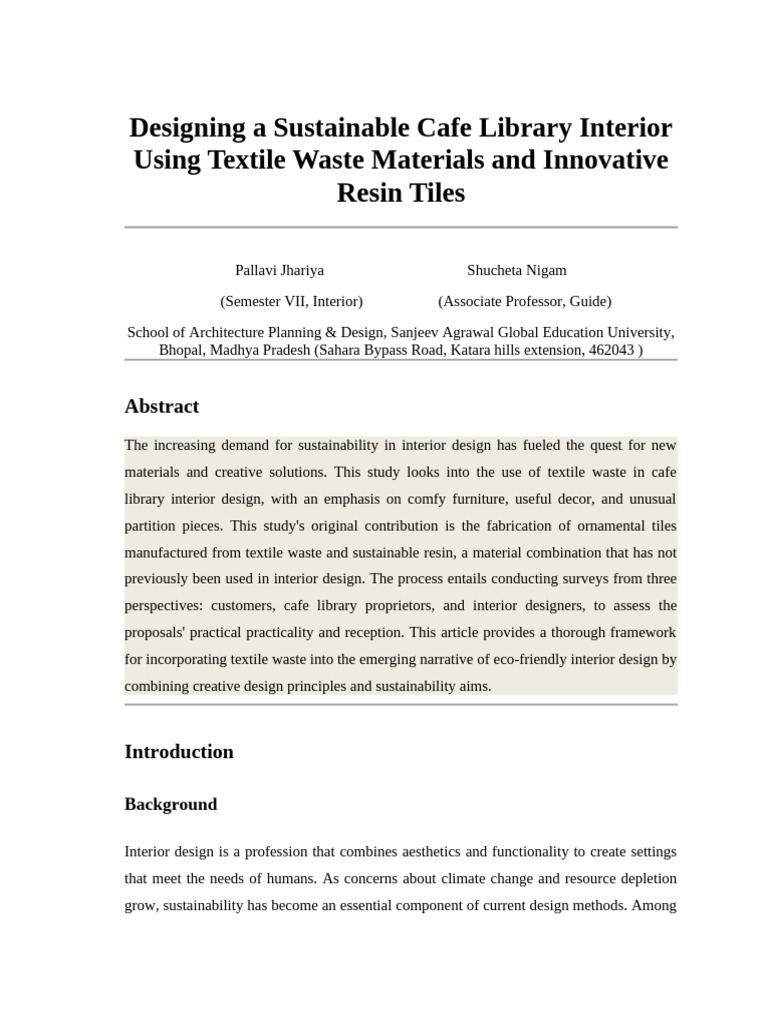 Sustainable Cafe Library Design with Textiles | PDF | Textiles ...