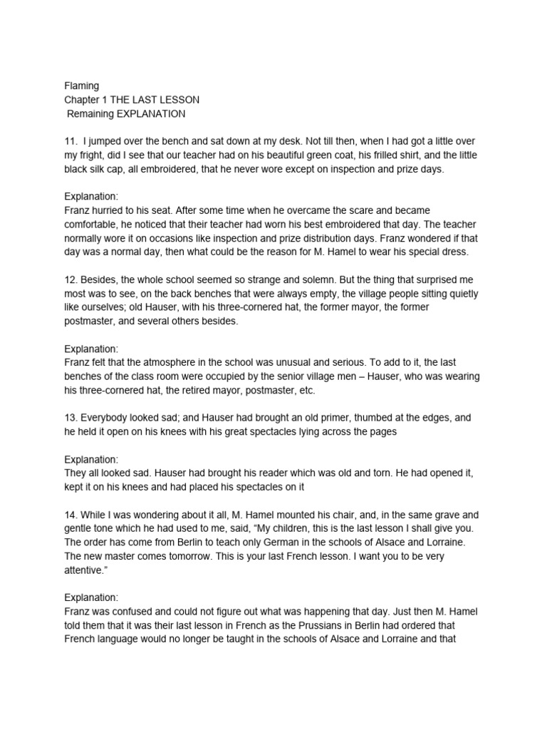 Last lesson explanation pdf