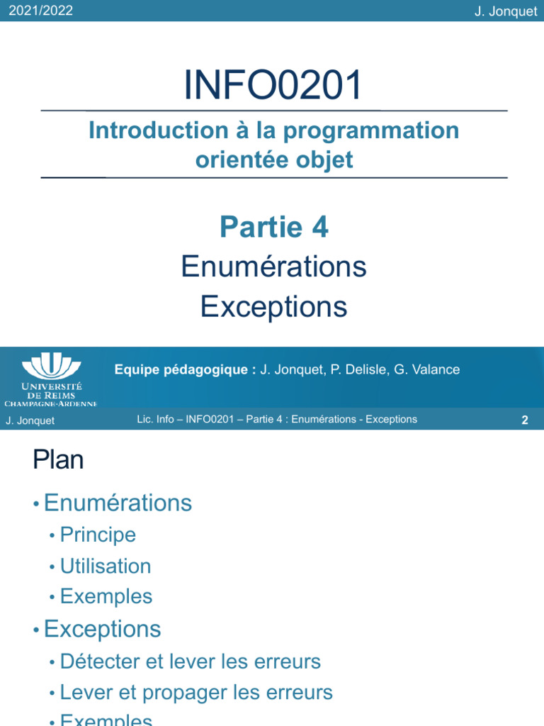 Enumérations et Exceptions en Java | PDF | Java (Langage de ...