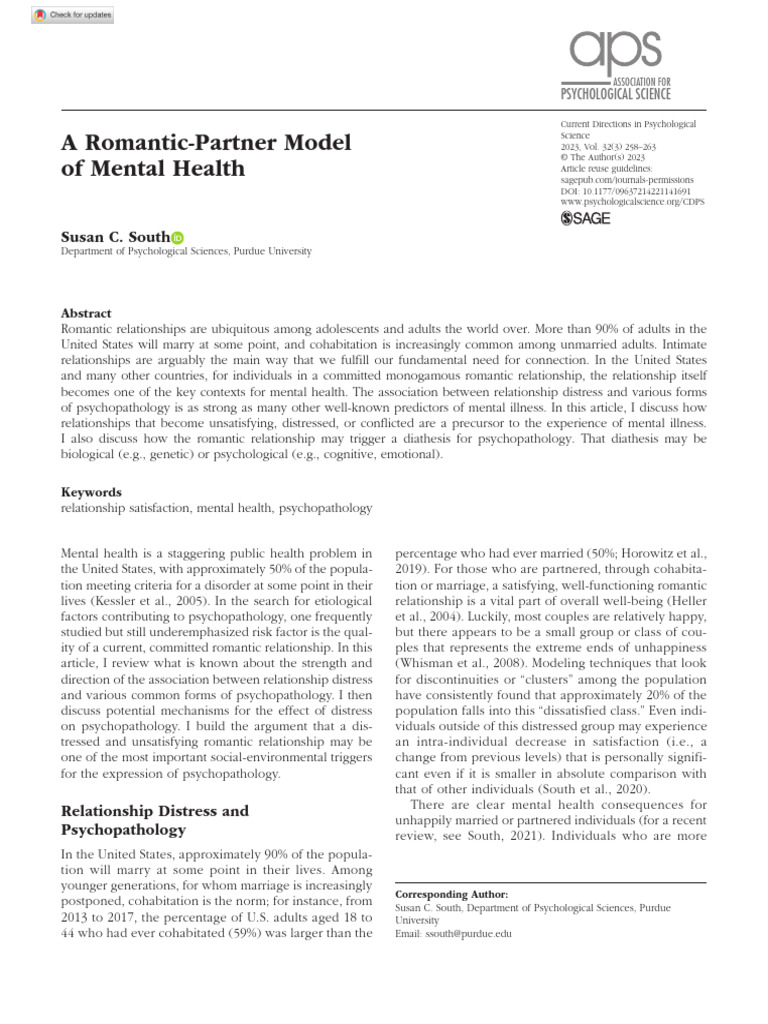 Relationship Distress and Mental Health | PDF | Mental Disorder ...