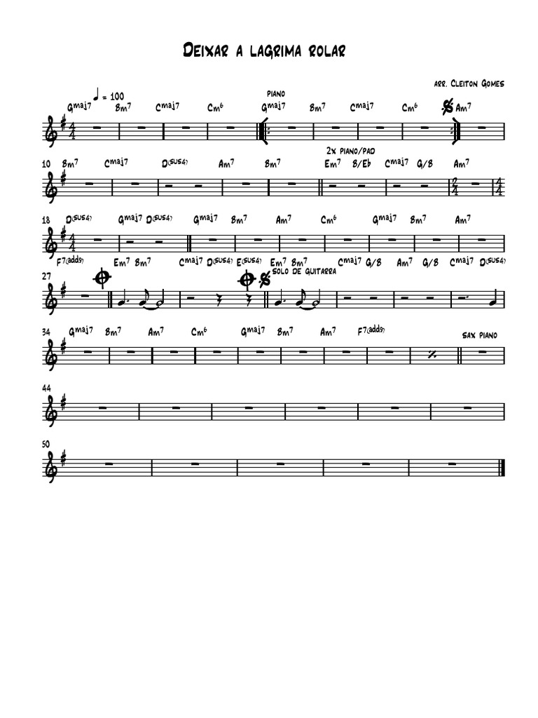 Deixar A Lagrima Rolar - Partitura Completa | PDF