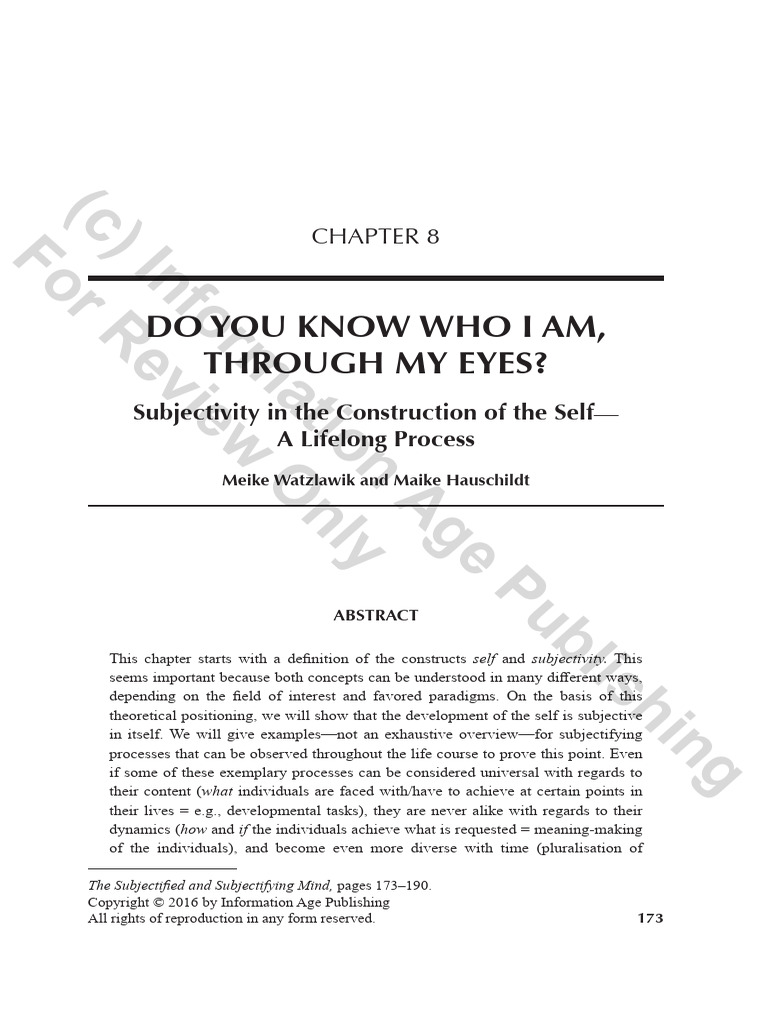 Do You Know Who I Am Through My Eyes Sub | PDF | Self | Mind