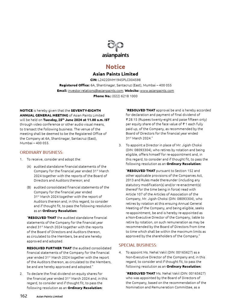 Statutory reports pdf login electronic voting