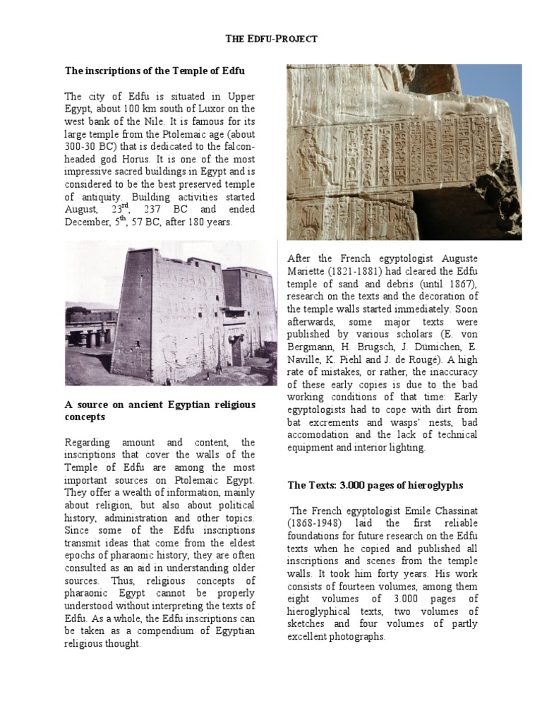The Inscriptions of The Temple of Edfu | PDF | Epigraphy | Ancient Egypt