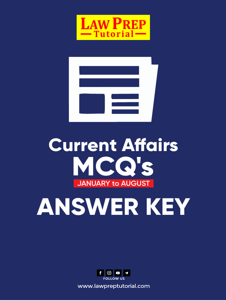 Current Affairs Jan To Aug - Answer Key | PDF
