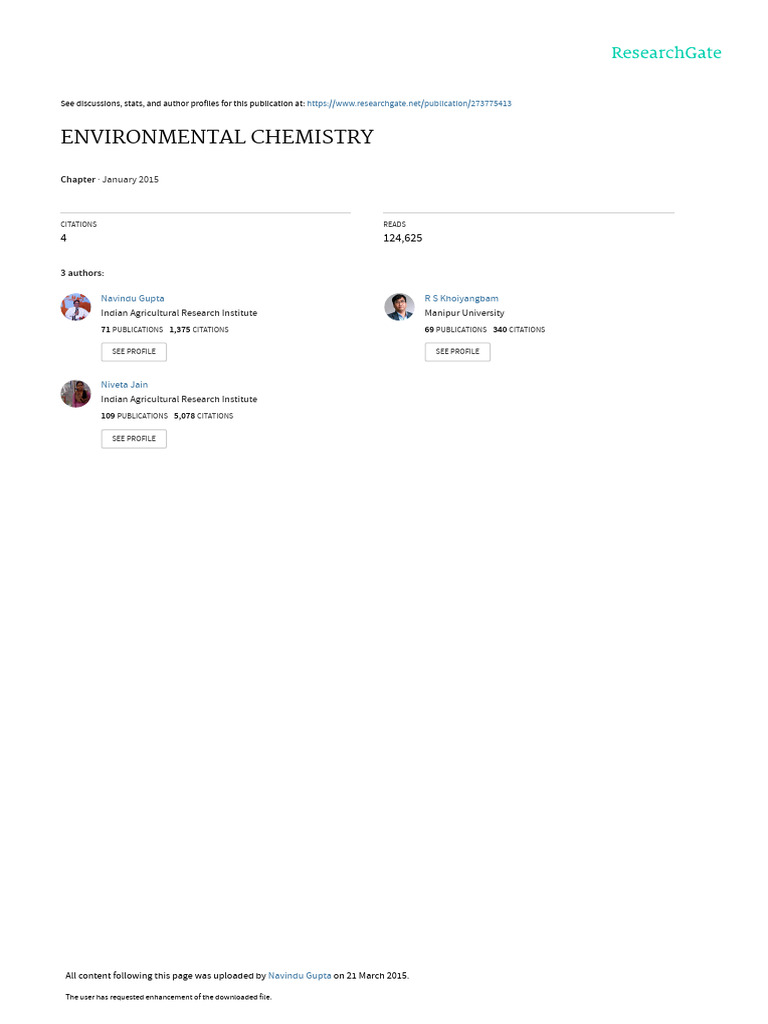 Environmental Chemistry Guide | PDF | Atmosphere Of Earth | Water Pollution
