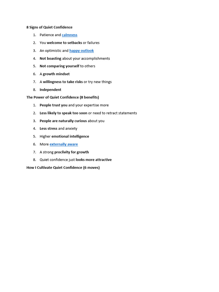 Cultivating Quiet Confidence | PDF | Experience | Cognitive Science