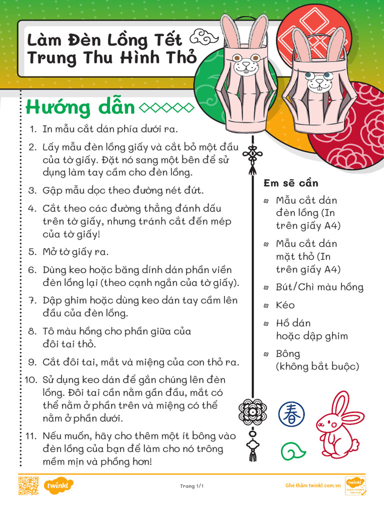 Thu Cong Den Long Hinh Tho Tet Trung Thu - Ver - 1 | PDF