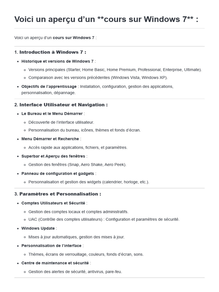 Cours Complet sur Windows 7 PDF | PDF | Windows 7 | Microsoft Windows