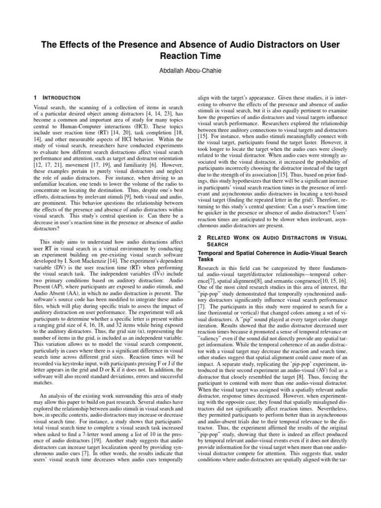 Abdallah Abou-Chahine Methodology | PDF | Mental Chronometry | Attention