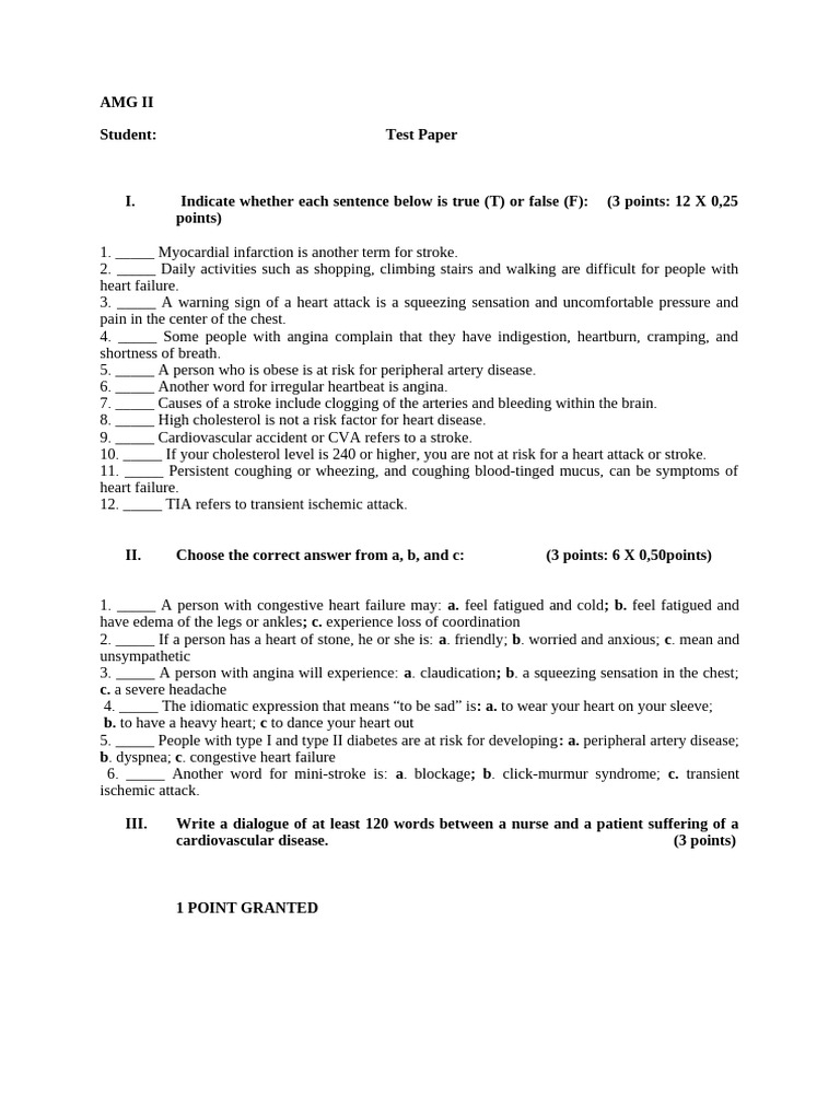 Test 2020 Amg II Cardiovascular System | PDF