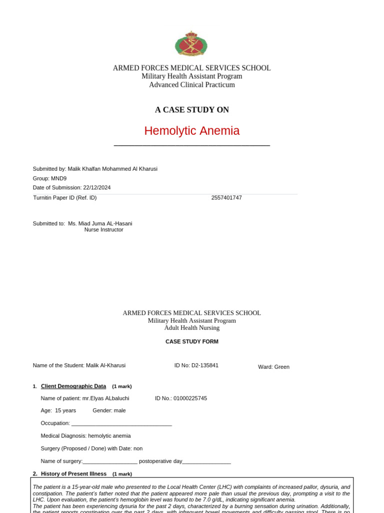 Case 2 pdf anemia hematology