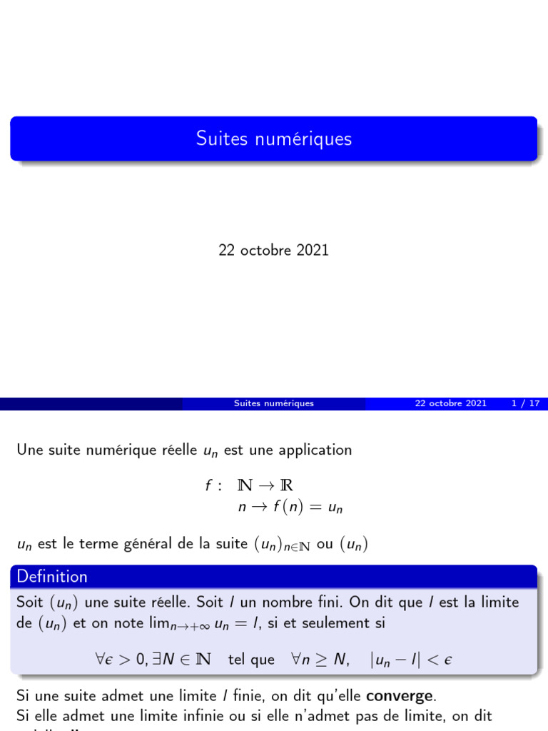 Introduction aux Suites Numériques | PDF | Mathématiques | Analyse ...
