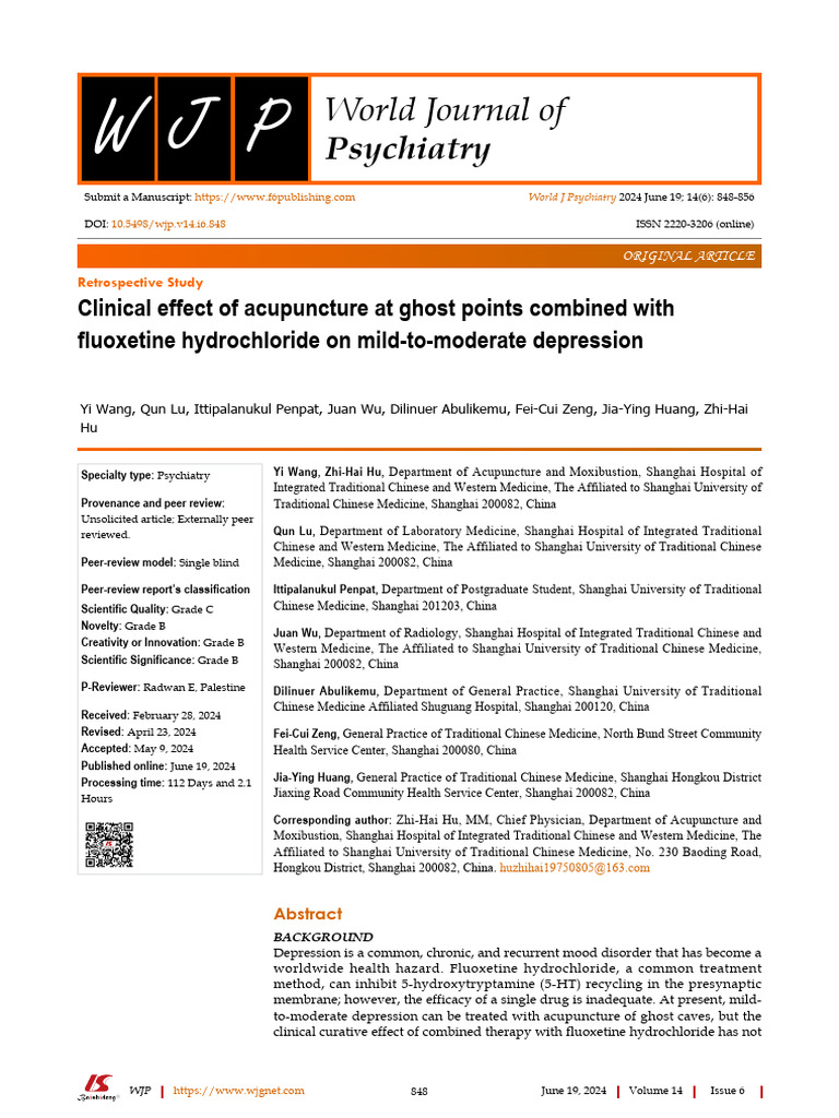 Clinical Effect of Acupuncture at Ghost Points | PDF | Major Depressive ...