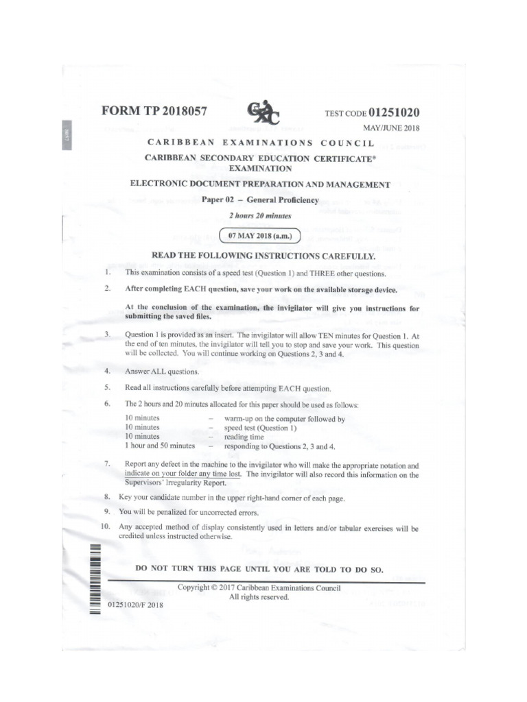 2018 Jun CSEC EDPM P2 | PDF