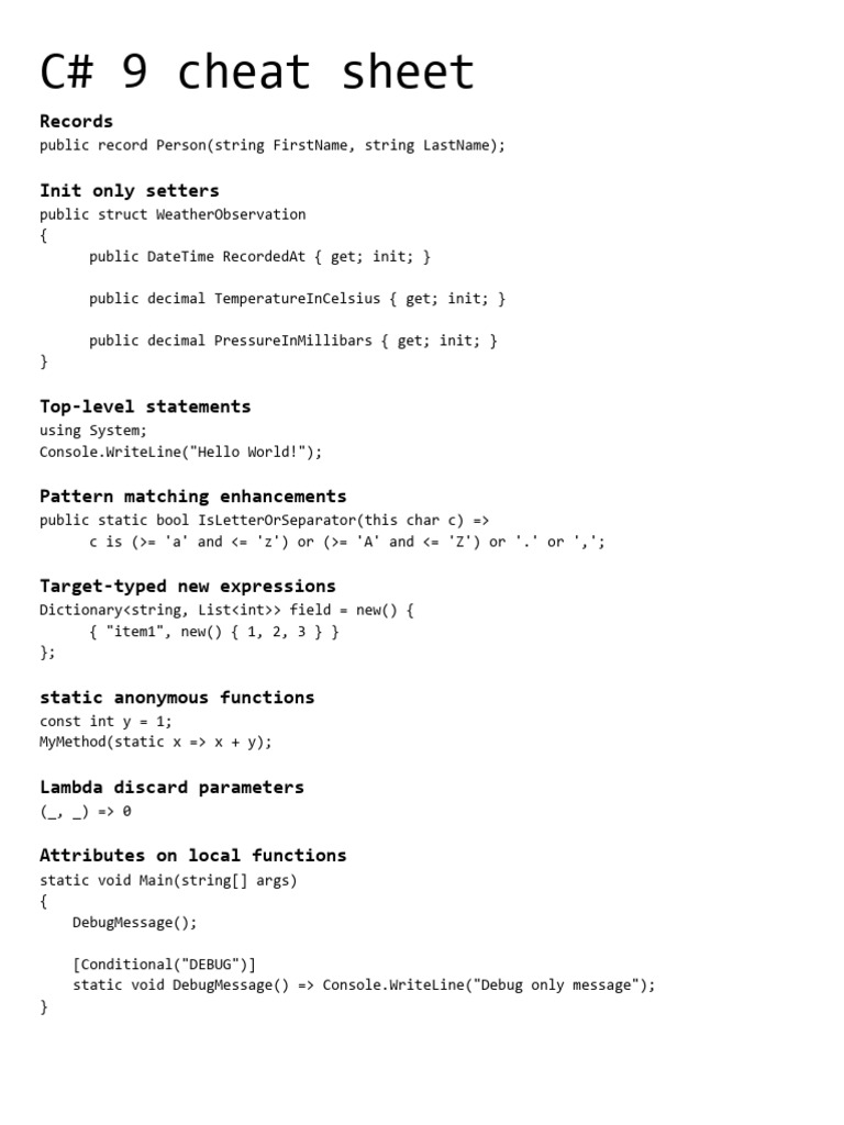 Cs 9 Cheat Sheet | PDF
