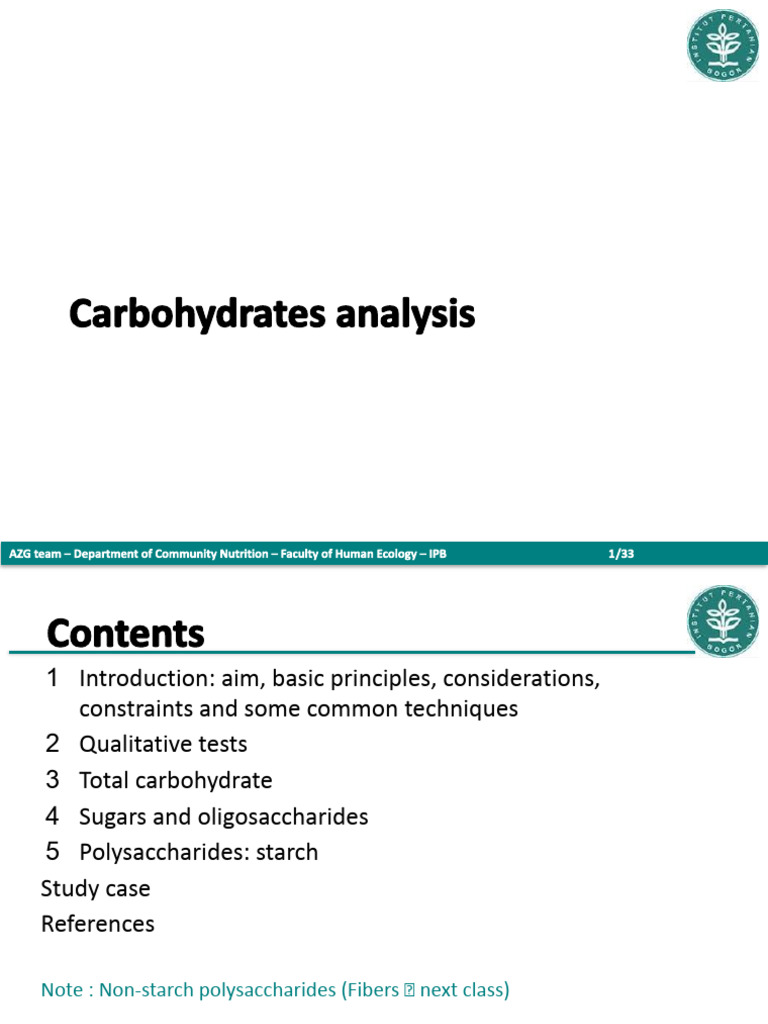 AEMGP1 - 5 - Carbohydrate Analysis | PDF | Carbohydrates | Glucose
