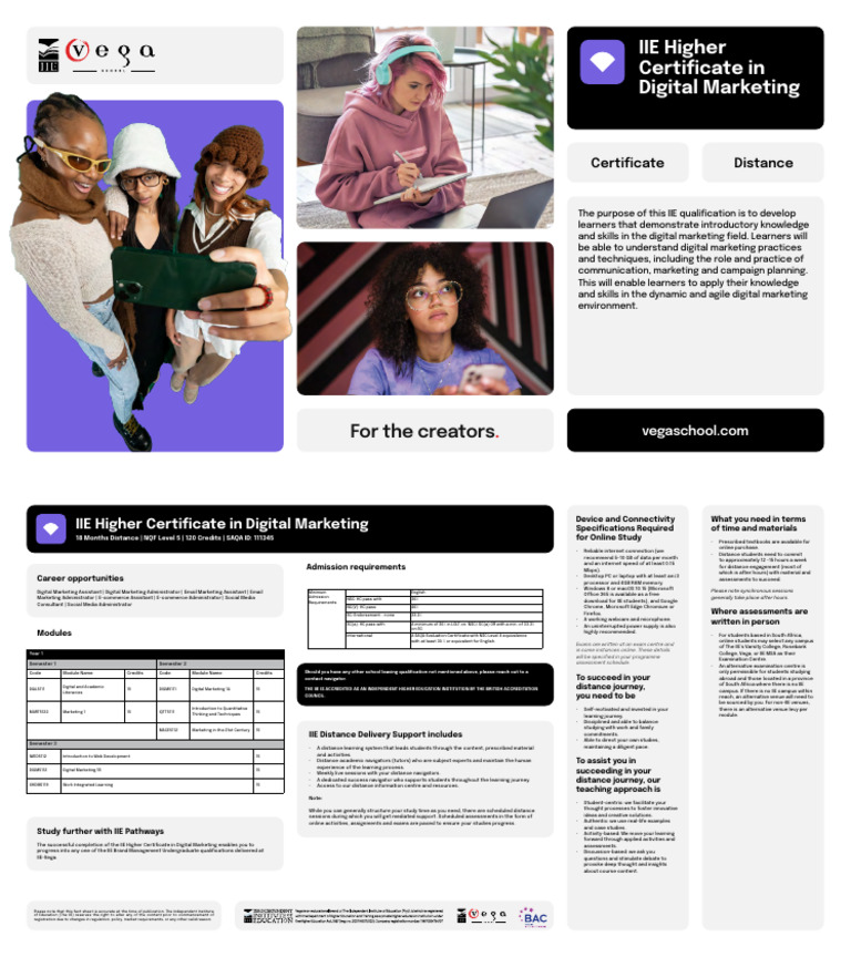 Iie Higher Certificate in Digital Marketing - Distance - 2024 | PDF ...