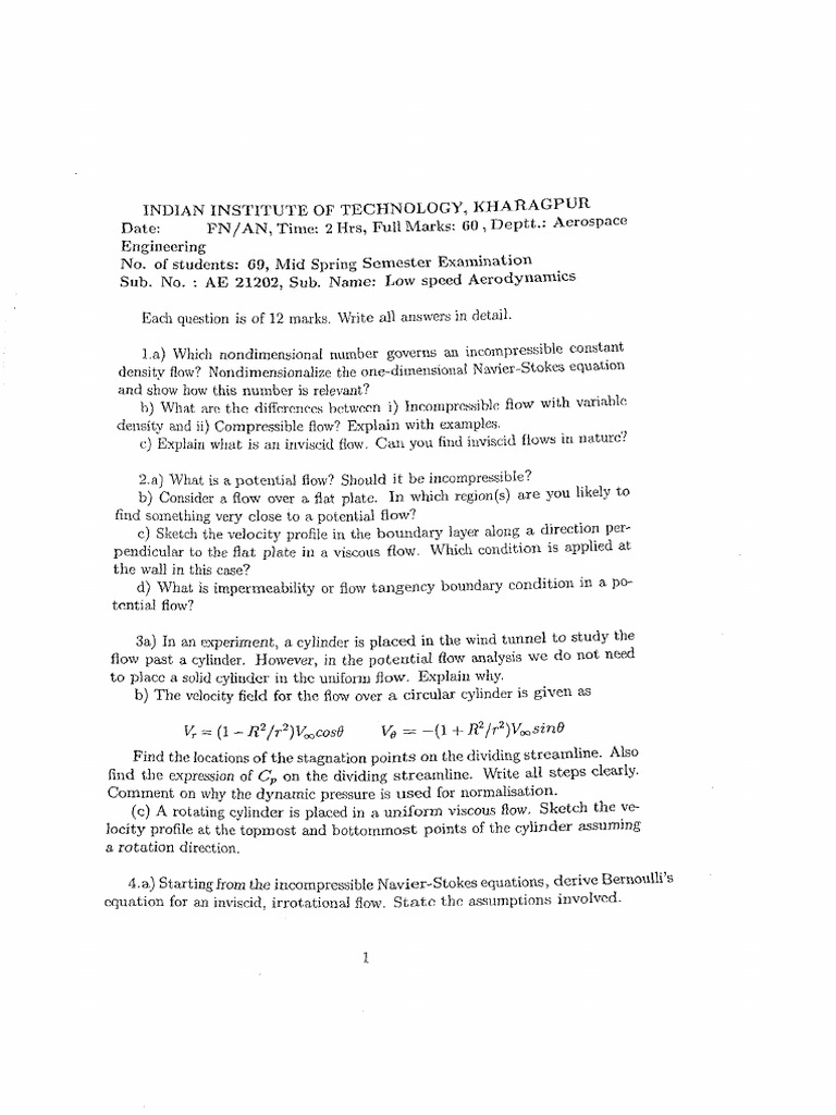 2024 Mid Spring Aerospace AE21202 Low Speed Aerodynamics MS 2024 | PDF