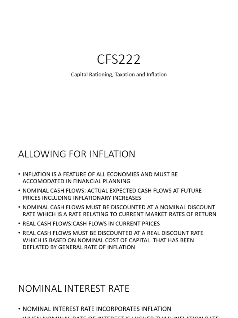 Capital Rationing, Taxation and Inflation | PDF | Net Present Value ...