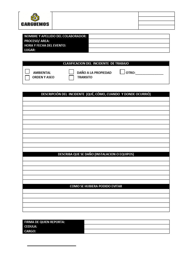 Ejemplo de Reporte de Incidencias | PDF