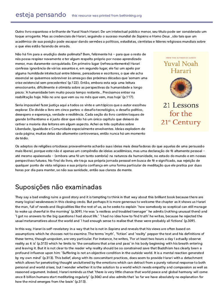 21 Lições para o Século XXI - Uma Revisão Crítica | PDF | Truth | Thought