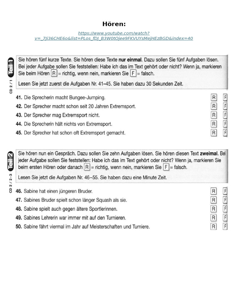 Hören Übung | PDF